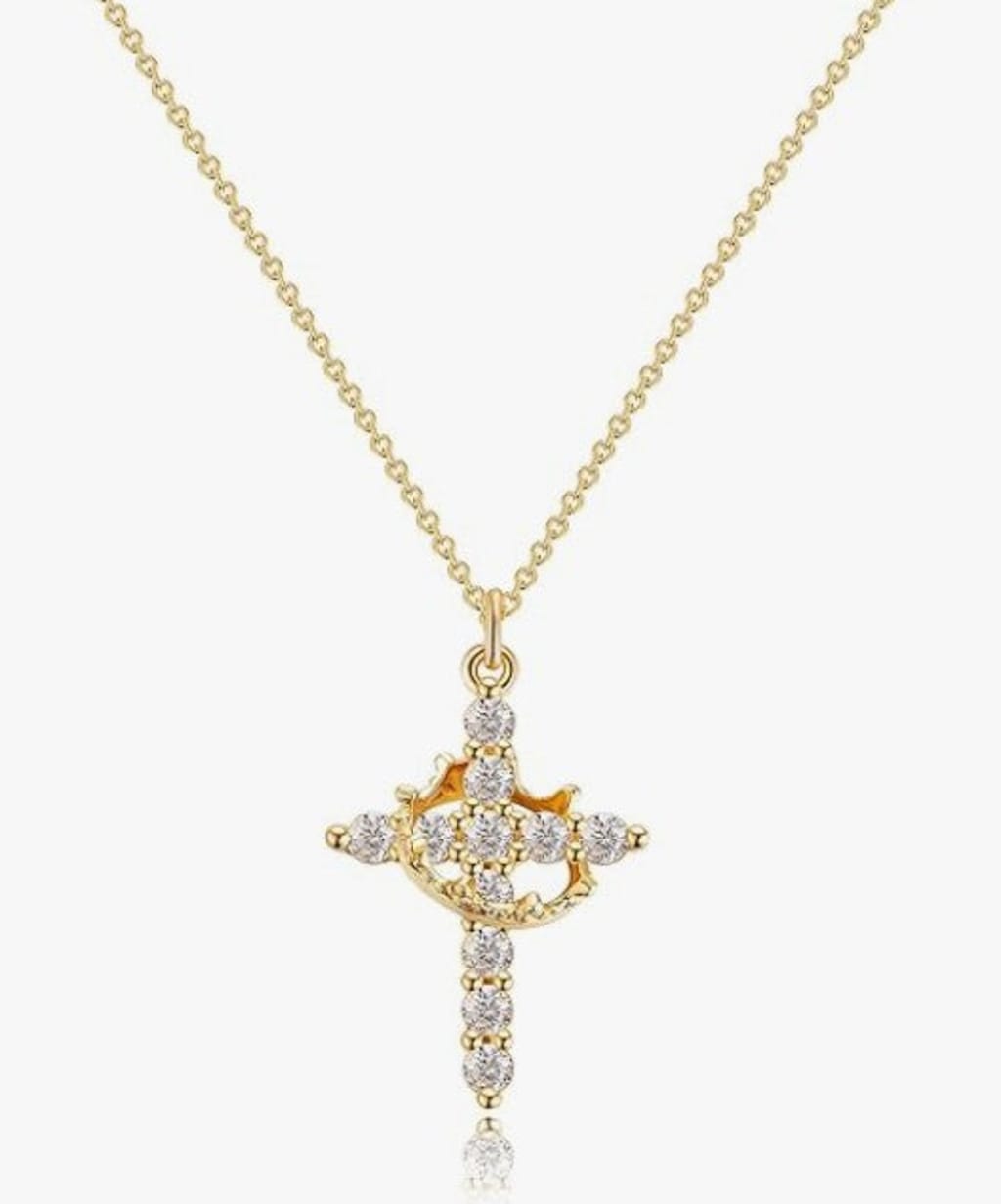 Crowned in Faith Cross Necklace